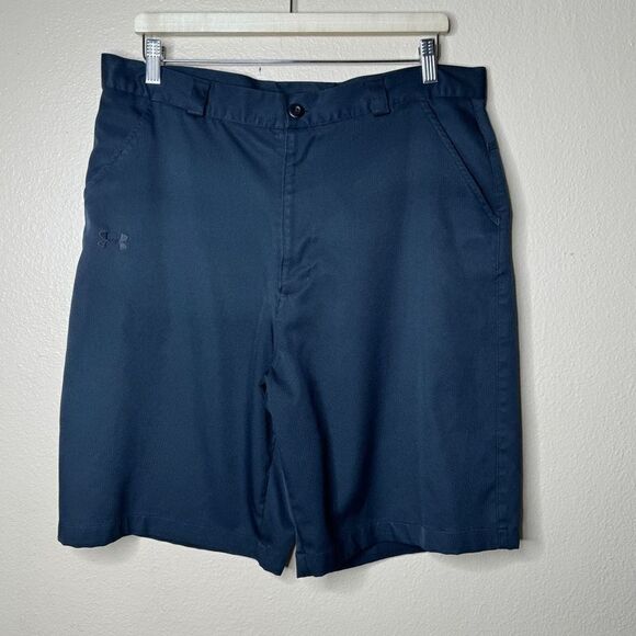 Under Armour Shorts Mens 36R Navy Blue Flat Front Performance Golf Gear - Picture 1 of 12